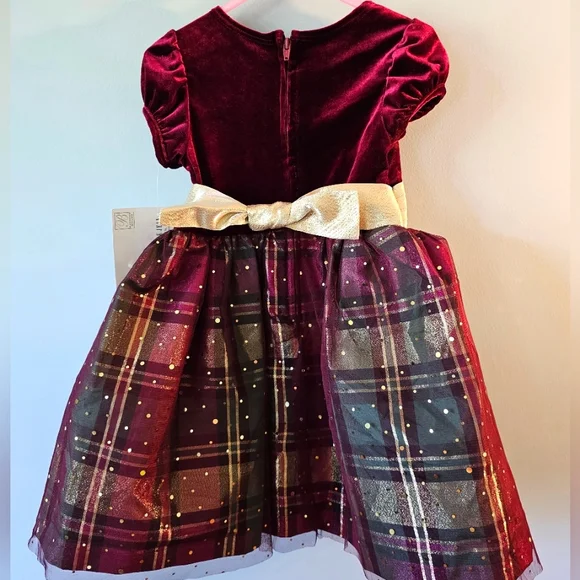 NWT-Bonnie Jean-Girl's-Dress-Size 3T-Burgundy & Gold - Picture 5 of 5